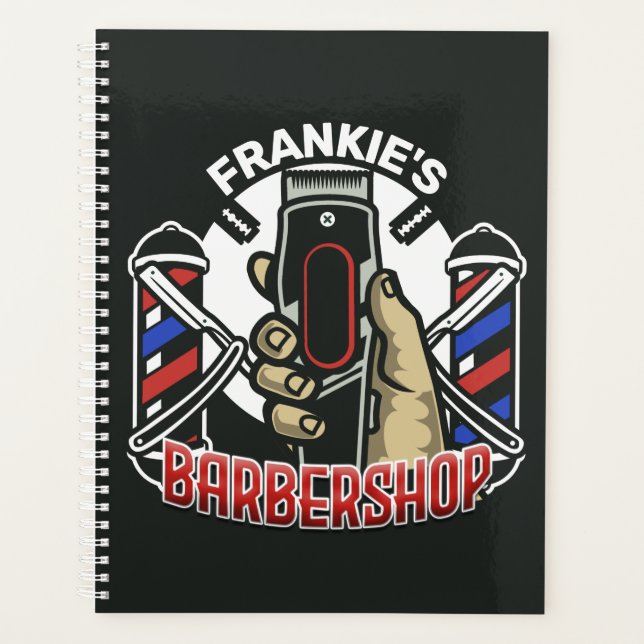 Agenda NOMBRE personalizado Barbería de retro de barbería (Anverso)