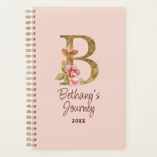 Agenda Nombre personalizado Blush Rosas Rosadas Letra B c