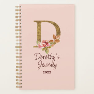Agenda Nombre personalizado Blush Rosas Rosadas Letra D c