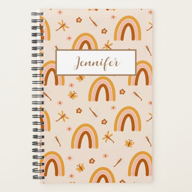 Agenda Nombre personalizado Boho Rainbow Planner (Anverso)