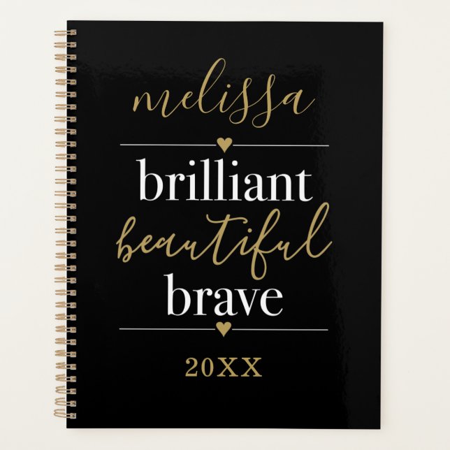Agenda Nombre personalizado Brilliant Beautiful Brave 202 (Anverso)