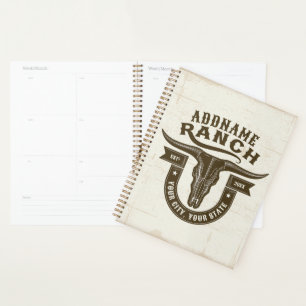 Agenda NOMBRE Personalizado Bull Steer Skull Western Ranc