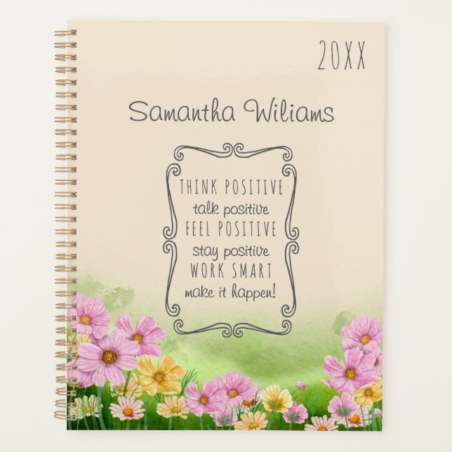Agenda Nombre personalizado Cosmos Wildflower Positive Af (Anverso)