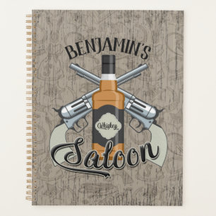 Agenda NOMBRE personalizado Cowboy Revolver Gun Whiskey S
