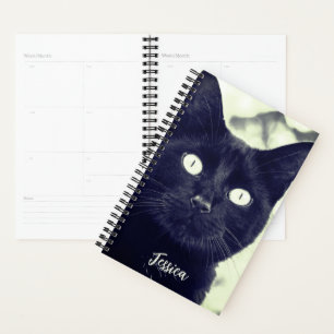 Agenda Nombre personalizado de animal de gato negro