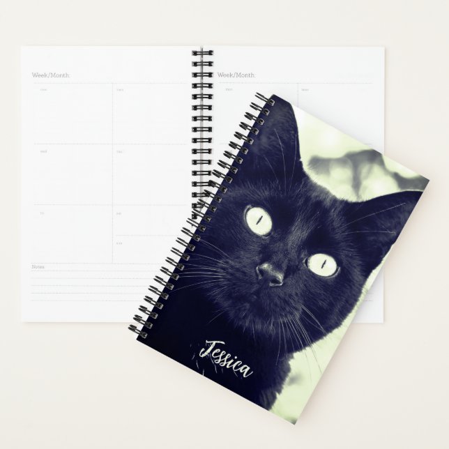 Agenda Nombre personalizado de animal de gato negro (Demostración)