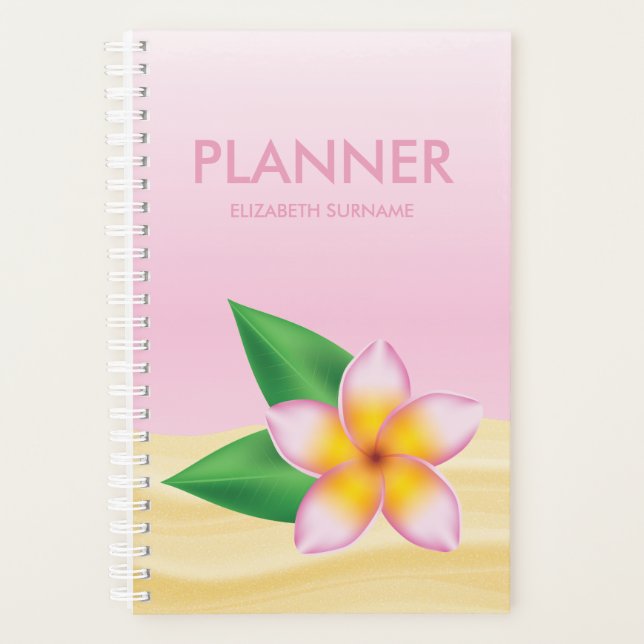 Agenda Nombre personalizado de flor frangipani tropical r (Anverso)