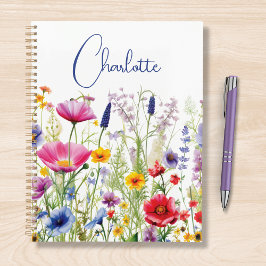 Agenda Nombre personalizado de flor silvestre colorida