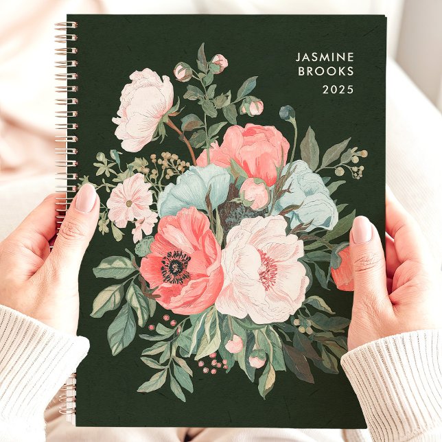 Agenda Nombre personalizado de floral oscuro y sin tiempo (Subido por el creador)