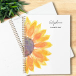 Agenda Nombre personalizado de girasol 2025<br><div class="desc">Este planificador floral está decorado con un girasol acuático amarillo. Personalizable fácil con tu nombre y año. Acuarela original © Michele Davies.</div>