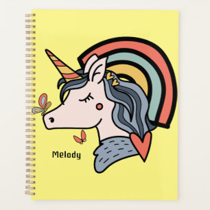 Agenda Nombre personalizado de la mariposa de Unicornio e