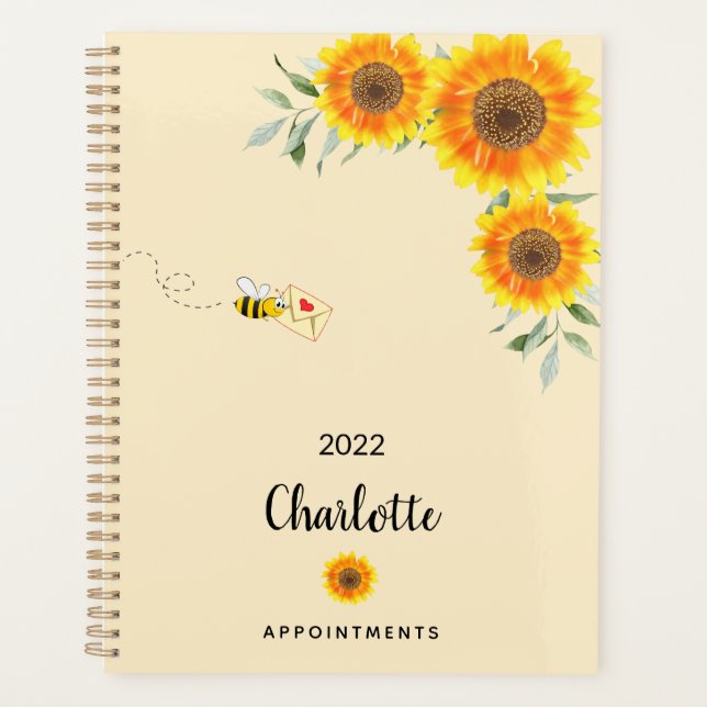 Agenda Nombre personalizado de las abejas amarillas giras (Anverso)