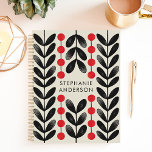 Agenda Nombre personalizado de las hojas botánicas negras<br><div class="desc">Admire la belleza de la naturaleza con este elegante planificador con un patrón botánico con hojas negras estilizadas y bayas rojas sobre un fondo crema. Imagínate anotando tus sueños y citas en medio de esta sinfonía de la naturaleza. Personalízalo con tu nombre y deja que este planificador sea tu compañero...</div>
