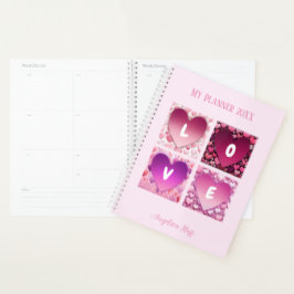 Agenda Nombre personalizado de LOVE Hearts
