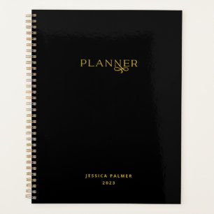 Agenda Nombre personalizado de oro negro moderno de moda