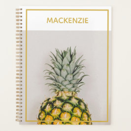 Agenda Nombre personalizado de oro tropical de piña
