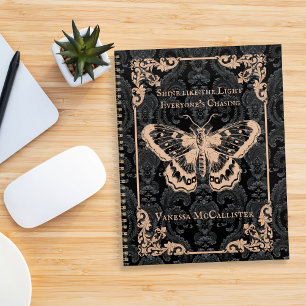 Agenda Nombre Personalizado de Polilla Ornata Gótica Negr