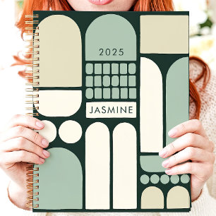 Agenda Nombre personalizado de resumen geométrico verde 2