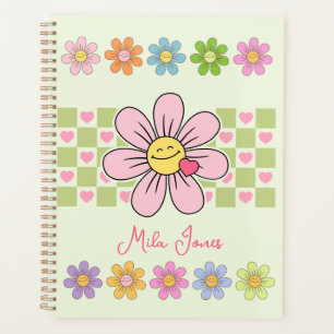 Agenda Nombre personalizado de sonrisa de flor feliz