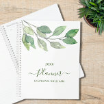 Agenda Nombre personalizado de verde acuarela<br><div class="desc">Este Planner botánico está decorado con una vegetación acuática sencilla. Personalizable fácil con tu nombre y año. Utilice la Herramienta de diseño para cambiar el tamaño,  estilo o color del texto. Porque creamos nuestra obra de arte no encontrarás esta imagen exacta de otros diseñadores. Acuarela original © Michele Davies.</div>