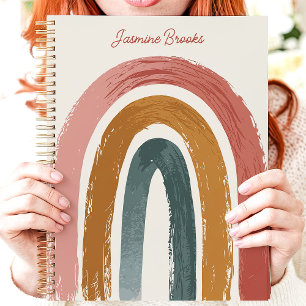 Agenda Nombre personalizado del arcoiris pintado de Boho