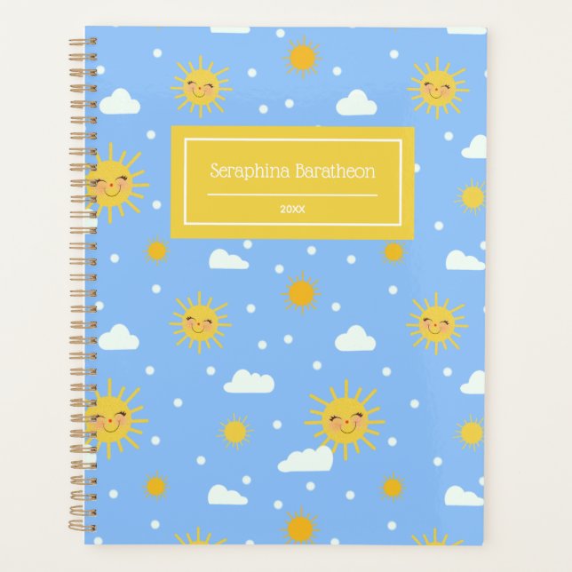 Agenda Nombre personalizado del clima de Kawaii Blue Sky  (Anverso)