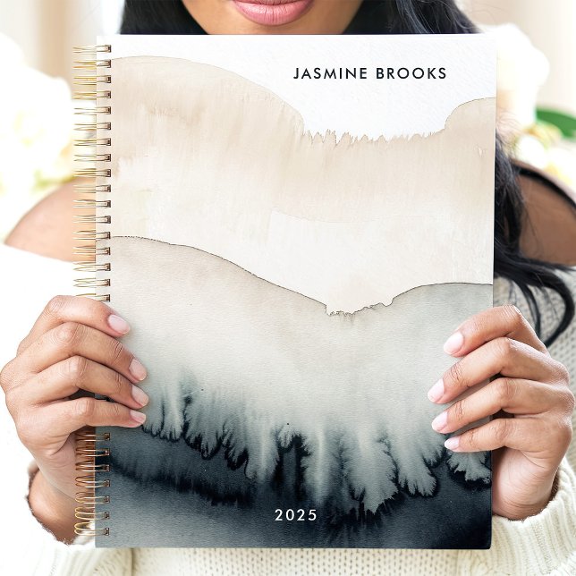 Agenda Nombre personalizado del lavado de acuarela neutra (Subido por el creador)