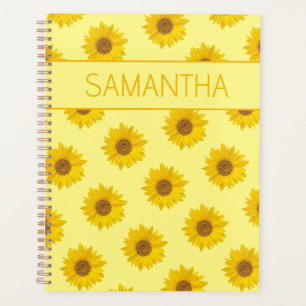 Agenda Nombre personalizado del patrón de girasol amarill