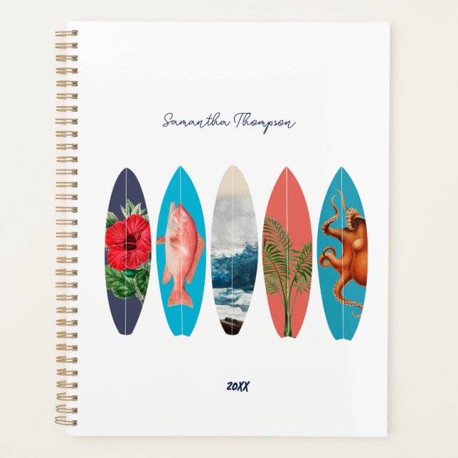 Agenda Nombre personalizado del patrón de tablas de surf  (Anverso)