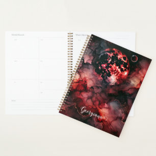 Agenda Nombre personalizado Eerie Bloon Moon Halloween Al