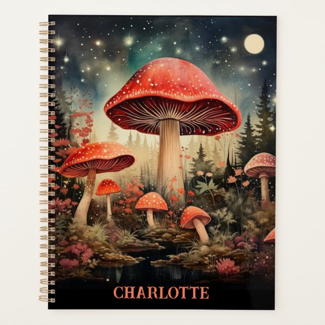 Agenda Nombre personalizado encantando el hongo mágico de (Anverso)