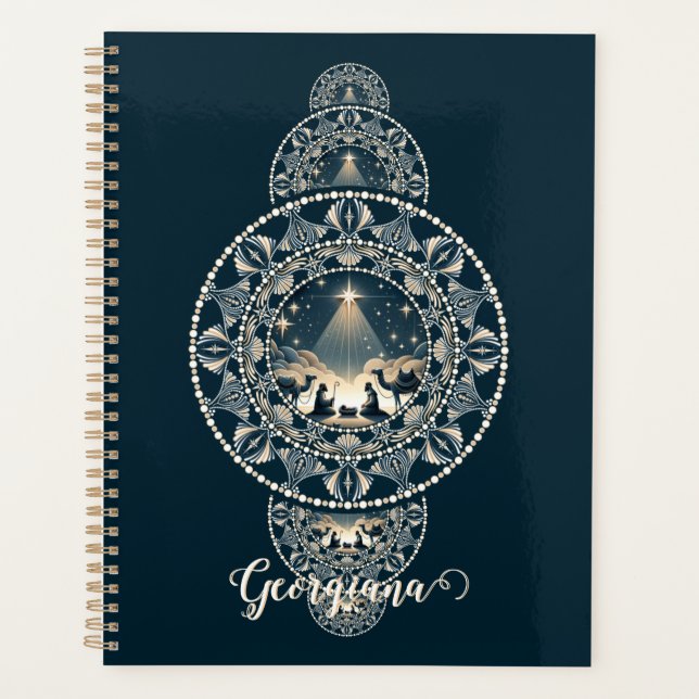Agenda Nombre personalizado Estrella sagrada del Mandala  (Anverso)