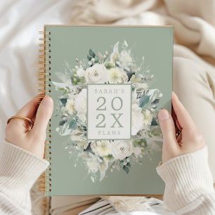 Agenda Nombre personalizado Floral acuarela
