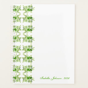 Agenda Nombre personalizado floral acuarela verde