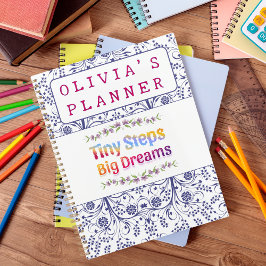 Agenda Nombre personalizado floral colorido y lindo
