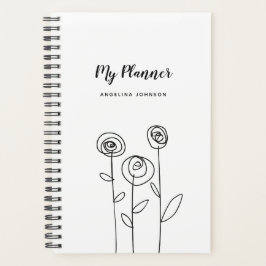 Agenda Nombre Personalizado Floral Mínimo