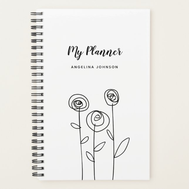 Agenda Nombre Personalizado Floral Mínimo (Anverso)