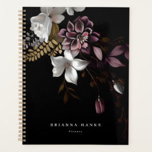 Agenda Nombre personalizado Floral oscuro y morboso