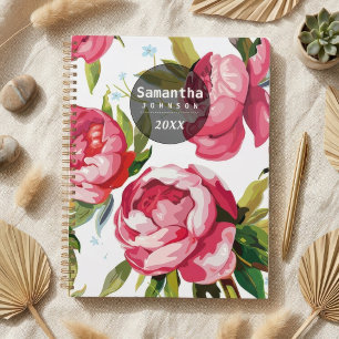 Agenda Nombre personalizado floral rosa lindo moderno