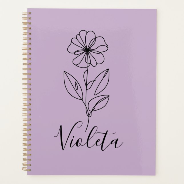 Agenda Nombre personalizado Flower violet de febrero (Anverso)
