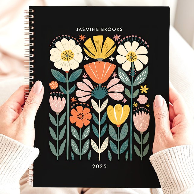 Agenda Nombre personalizado Folk Art Floral 2025 (Subido por el creador)