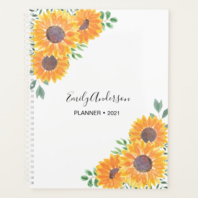 Agenda Nombre personalizado Girasol amarillo  (Anverso)