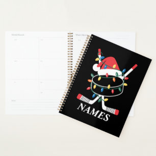 Agenda Nombre Personalizado Gorro de Navidad Hockey Santa