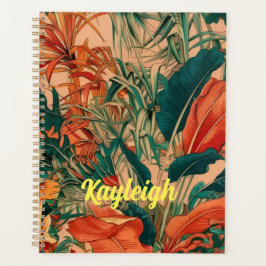 Agenda Nombre personalizado hojas tropicales