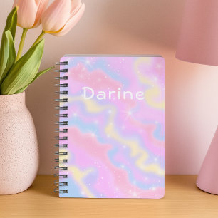 Agenda Nombre personalizado l colorido esparkles Rainbow 