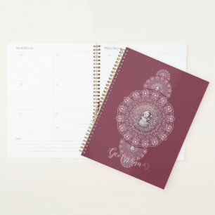 Agenda Nombre personalizado Mandala ornamental de Snowman