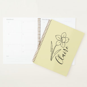Agenda Nombre personalizado Marzo daffodil Flor de nacimi