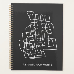 Agenda Nombre Personalizado Minimalista Abstracto Blanco 