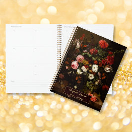 Agenda Nombre personalizado Monograma de arte floral vint