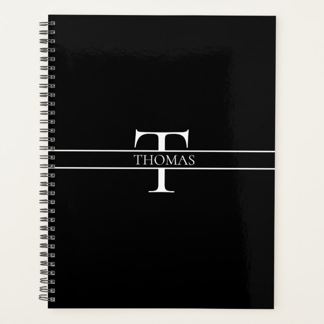 Agenda Nombre personalizado monogramado elegante (Anverso)